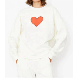 Kule x Anthropologie XL - The Oversized Heart Sweatshirt - Cream XL Extra Large